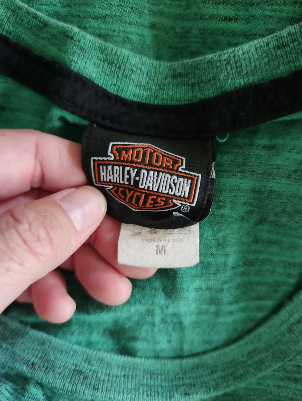Harley Davidson Motorcycle Green Scoop Neck Logo Women's Tee Shirt - Picture 5 of 5